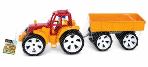 Tractor Bams 3 Cu Remorca Rosu Portocaliu