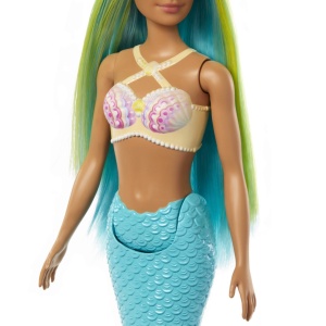 Barbie Dreamtropia Papusa Sirena Cu Corest Galben Si Coada Portocalie - Img 4