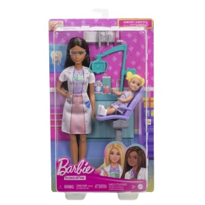 Barbie Set De Joaca Papusa Barbie Bruneta Face Cariera Stomatolog