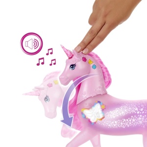 Barbie Unicorn Roz Cu Lumini Stralucitoare Si Sunete - Img 6