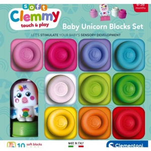 Clementoni - Set de joaca educational Soft Clemmy Unicorn cu 10 cuburi de constructie moi si lavabile - Img 2