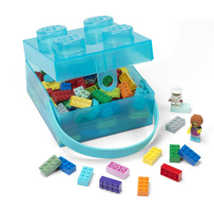 Cutie LEGO 2x2 - albastru transparent - Img 3