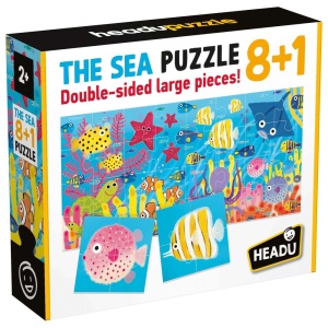 Headu - 8+1 Puzzle Animale Marine cu piese mari imprimate pe ambele fete - Img 1