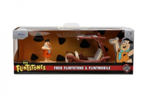 Jada Set Masinuta Metalica Flintmobilul Scara 1:32 Si Figurina Fred Flintstone - Img 2