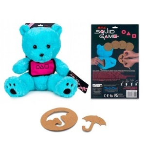Jucarie din plus Blue teddy bear, Jocul Calamarului, 23 cm (asezat) - Img 4