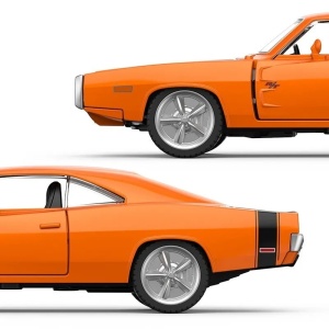 Masinuta Metalica Dodge Charger R/T 1970 Portocaliu Scara 1 La 36 - Img 3