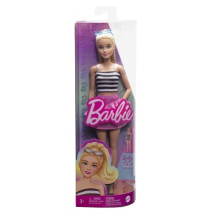 Papusa Barbie Fashionista Blonda Cu Parul Prin In Coada Si Fusta Roz - Img 2