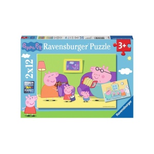 Puzzle Purcelusa Peppa, 2X12 Piese