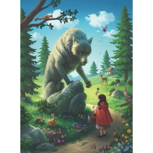 Puzzle Scufita Rosie Si Lupul, 100 Piese Glitter - Img 2