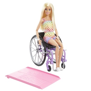 Barbie Papusa Barbie Blonda In Scaun Cu Rotile - Img 3