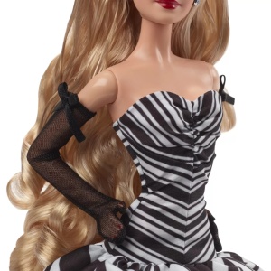 Barbie Signature Aniversare 65 Ani Papusa Barbie Cu Rochie De Bal Alb Negru - Img 4