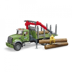 Bruder - Camion Lemne Mack Granite Cu Macara De Incarcare, Graifer Si 3 Busteni - Img 2