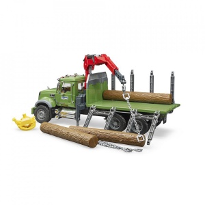 Bruder - Camion Lemne Mack Granite Cu Macara De Incarcare, Graifer Si 3 Busteni - Img 8