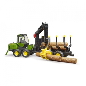 Bruder - Tractor Forestier John Deere 1210E Cu Graifer Si 4 Busteni - Img 3
