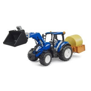Bruder - Tractor New Holland T5.120 cu incarcator frontal detasabil lada pentru basculat baloti si furci - Img 2