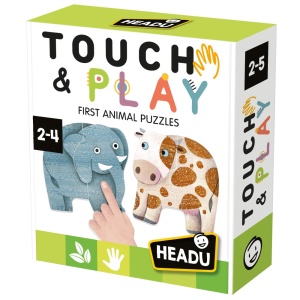 Headu - Puzzle Tactil contur Animale cu piese mari 2-4 ani - Img 1