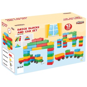 Jucarie Pilsan Cuburi de construit Brick Blocks and Car Set 43 piese - Img 3