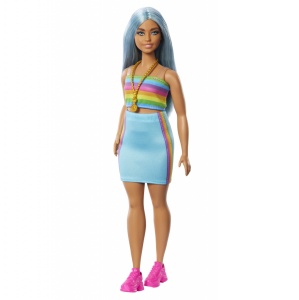 Papusa Barbie Fashionista Cu Par Auriu Si Top Sport - Img 3