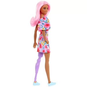 Papusa Barbie Fashionista Cu Par Roz Si Picior Protetic - Img 5