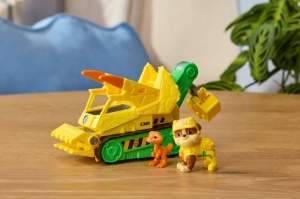 Patrula Catelusilor Filmul Cu Dinozauri Set Dino Vehicul Buldozer Cu Figurina Rubble Si Accesorii 15Cm - Img 10