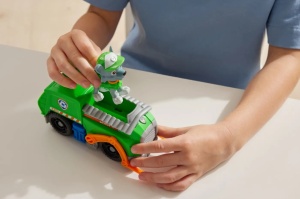 Patrula Catelusilor Set Vehicul De Baza Camionul De Reciclare Si Figurina Rocky - Img 3