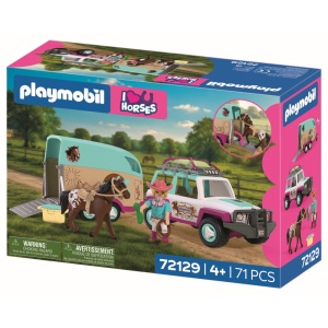 Playmobil - Jucarie de rol Masina cu remorca pentru transportat cai - Img 3