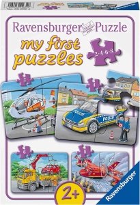 Puzzle Set 4 Buc Vehicule De Urgenta, 2/4/6/8 Piese