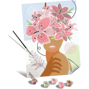 Ravensburger - Pictura pe numere Tablou Canvas femeie cu flori in cap - Img 2