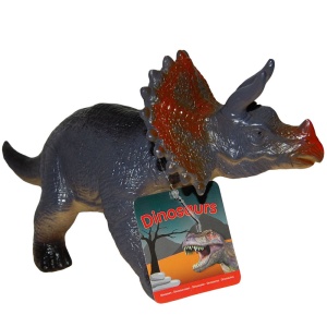Set 2 figurine dinozauri din cauciuc, Triceratops si Stegosaurus, 32-34 cm - Img 2