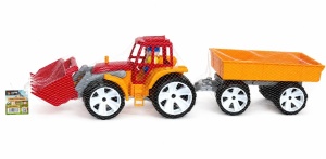 Tractor Bams 4 Cu Remorca Rosu Portocaliu
