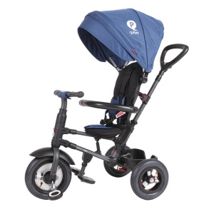 Tricicleta cu roti de cauciuc Qplay Rito Rubber Albastru Inchis - Img 6