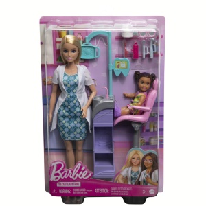 Barbie Cariere Set Mobilier Cu Papusa Doctor Stomatolog Blonda - Img 2