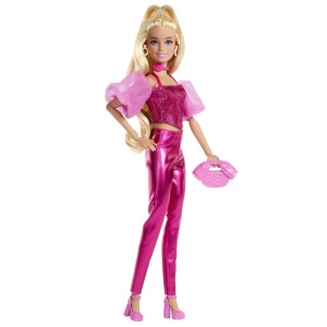 Barbie Deluxe Style Papusa Barbie Tinuta Roz Metalizat - Img 3