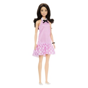 Barbie Fashionistas Papusa Barbie Bruneta Cu Rochie Roz - Img 3