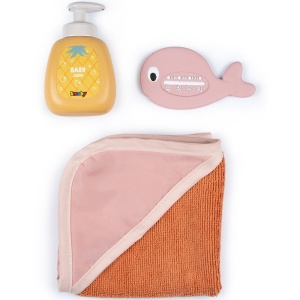 Cadita pentru papusa Smoby Baby Nurse Balneo Bath roz cu 3 accesorii - Img 3