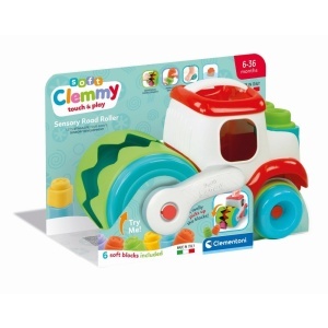 Clementoni - Jucarie educationala Soft Clemmy compactor de cuburi pentru dezvoltarea senzoriala si motorie a copiilor