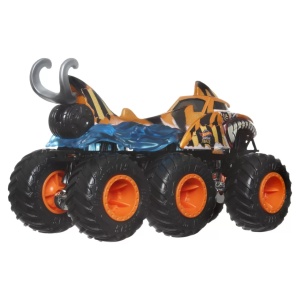 Hot Wheels Monster Truck Big Rigs Masinuta Metalica Cu 6 Roti Tiger Shark Scara 1:64 - Img 2