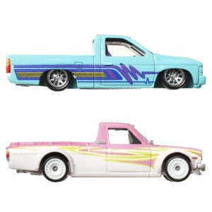 Hot Wheels Premium Set 2 Masinute Metalice Datsun Sunny Truck Si Nissan Hardbody Scara 1:64 - Img 4