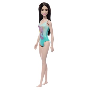 Papusa Barbie Bruneta Cu Costum De Baie Albastru - Img 3
