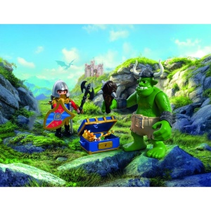 Playmobil - Jucarie de rol Trol si cavaler Leu cu comoara - Img 4