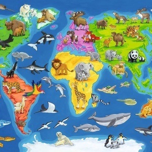 Puzzle tip rama harta lumii cu animale 30 piese - Img 3
