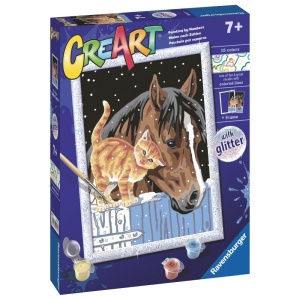 Ravensburger - CreArt pictura pe numere pentru copii cu sclipici pisicuta si cal - Img 2