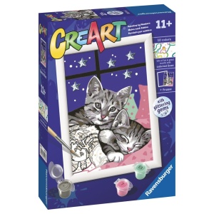 Ravensburger - CreArt pictura pe numere pentru copii pisicute somnoroase cu pietre sclipitoare - Img 2