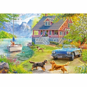 Ravensburger - Puzzle pentru varstnici casa pe malul lacului cu sablon de imagine si suport din carton 200 piese mari XL - Img 3