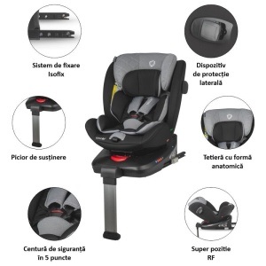Scaun auto iSize 40-150 cm C Vigo Diamond black+Coccolle oglinda auto rear-facing - Img 6