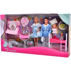 Set Simba Steffi Love Family Happy Pijamas Party 29 cm cu 4 papusi, 1 caine si accesorii - Img 2