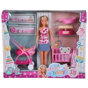 Set Simba Steffi Love New Born Baby Set papusa 29 cm, 1 bebelus si accesorii - Img 6