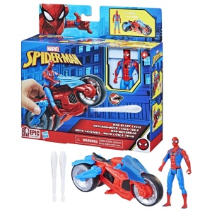 Spiderman Set Figurina Si Vehicul Web Blast Cycle - Img 5