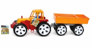 Tractor Bams 3 Cu Remorca Portocaliu Rosu