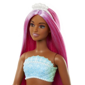 Barbie Dreamtropia Papusa Sirena Cu Par Magenta Si Coada Portocalie - Img 4
